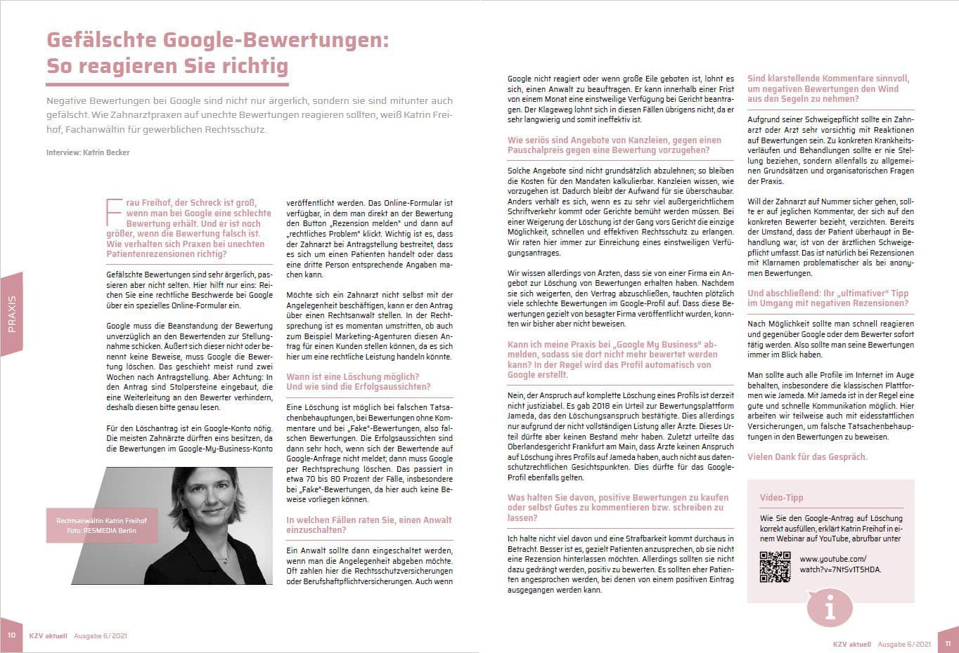 Löeschung von gefaelschten Google Bewertungen